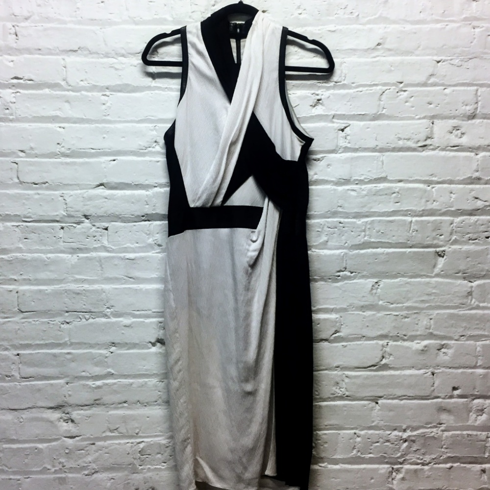 🤑 SOLD 🤑 Helmut Lang Black and White Draped Dress SZ 6